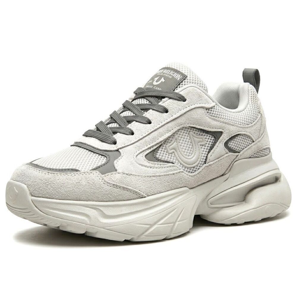 True Religion Men's TR-COLE Chunky Dad Sneakers White Gray Mesh Shoes Size 8 NEW